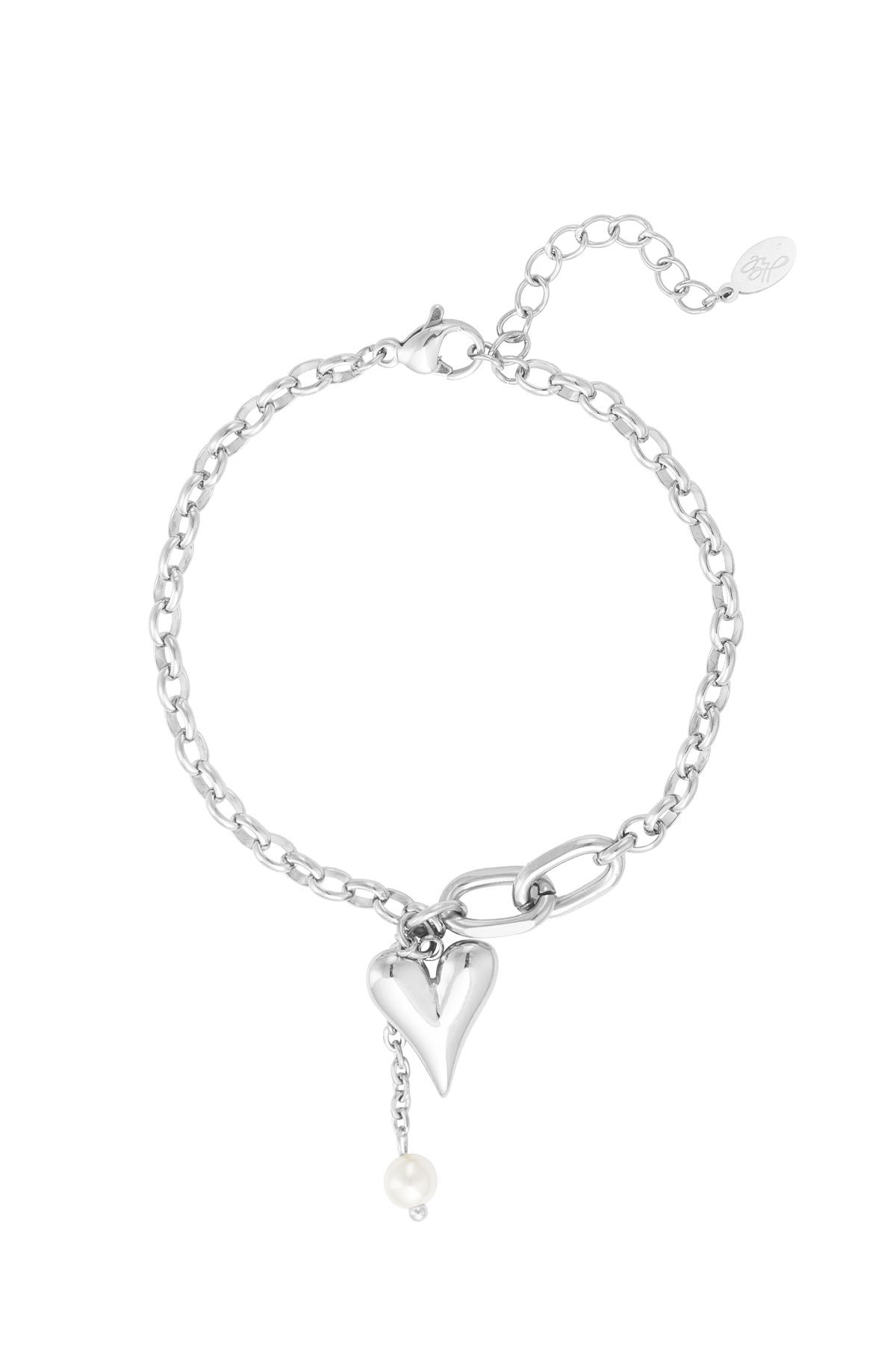 zilverkleurige armband met hart
