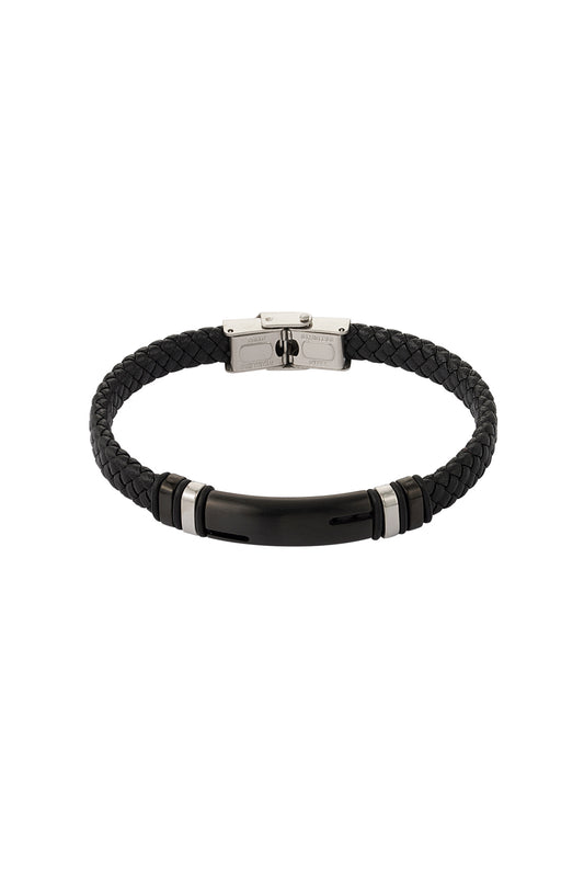 Herenarmband gevlochten - zwart/zilverkleurig
