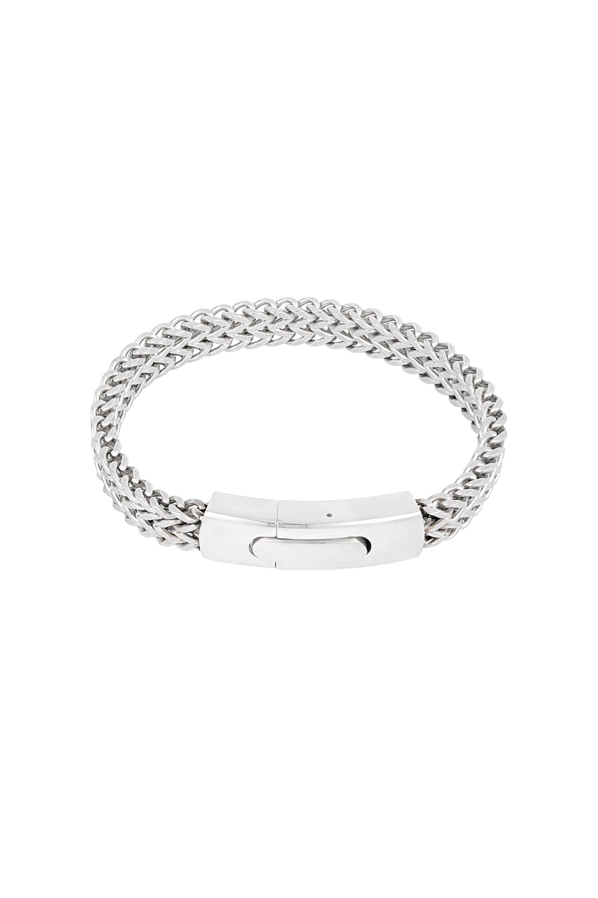 Heren armband steel stripe - zilverkleurig