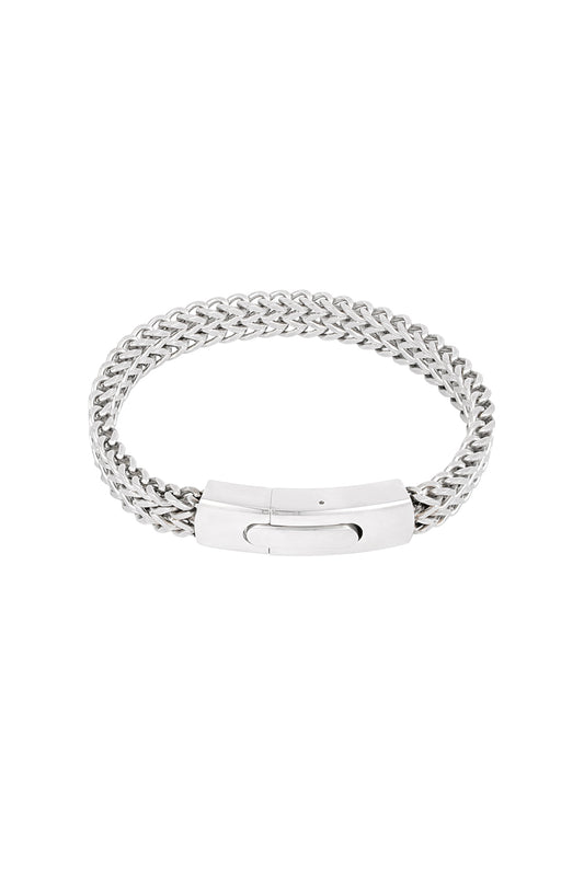 Heren armband steel stripe - zilverkleurig