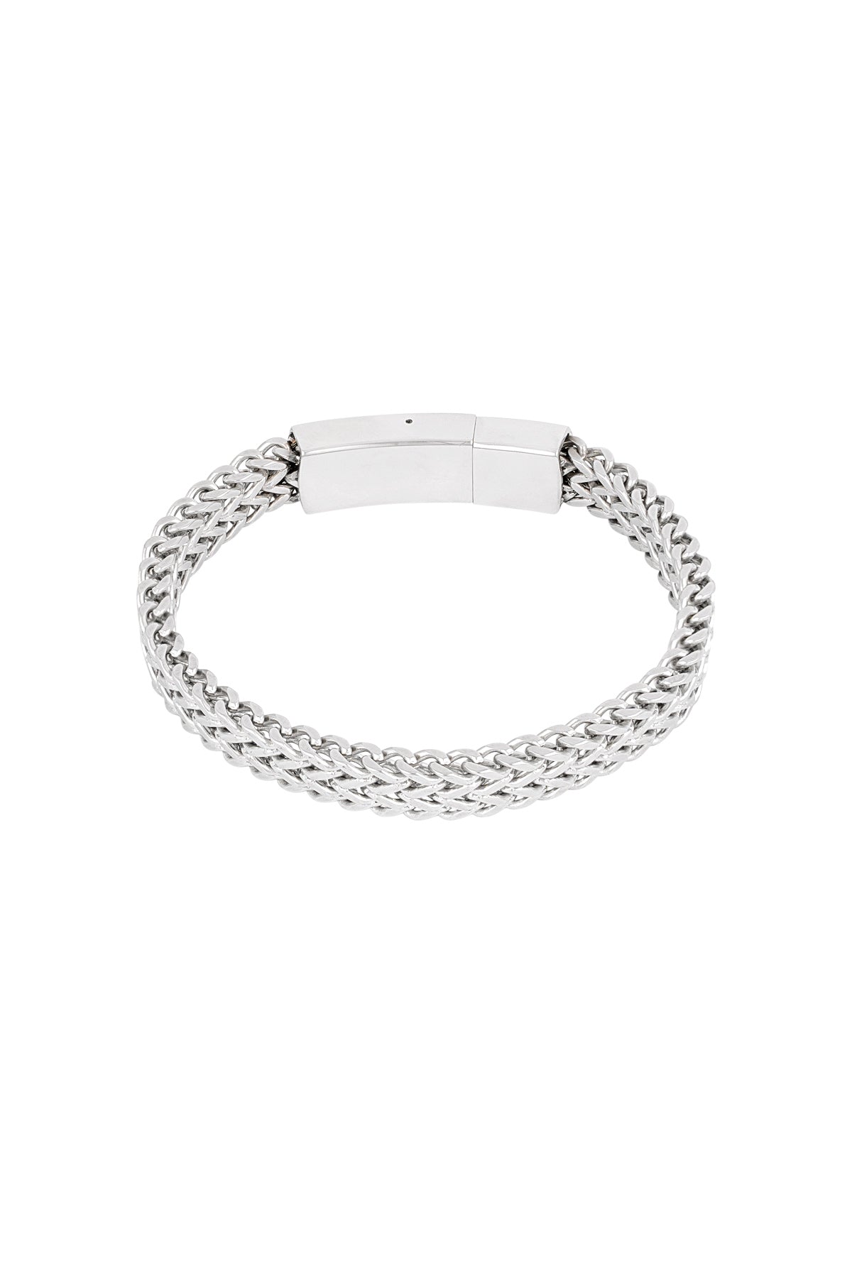 Heren armband steel stripe - zilverkleurig