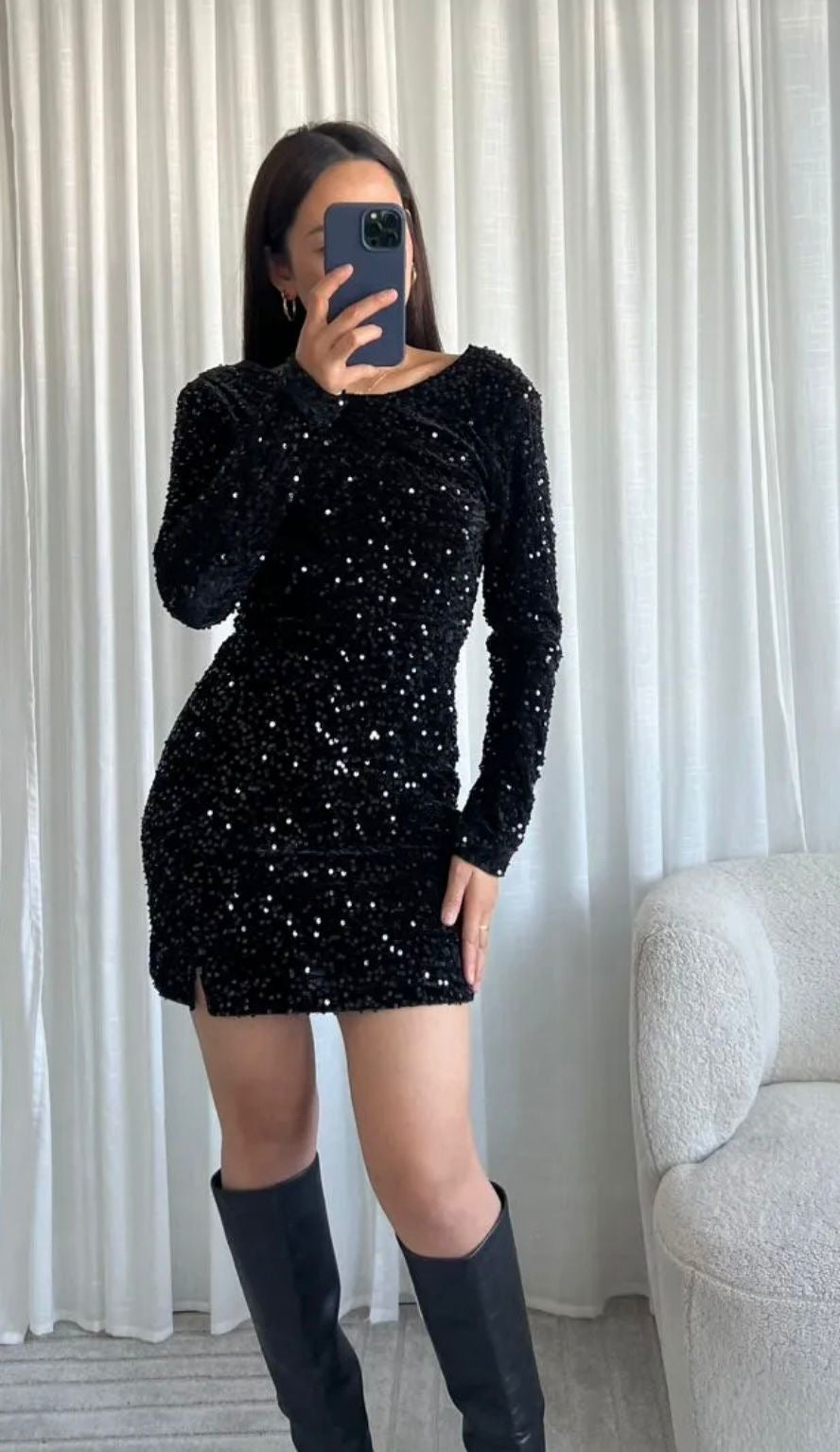 Glitter jurk met blote rug