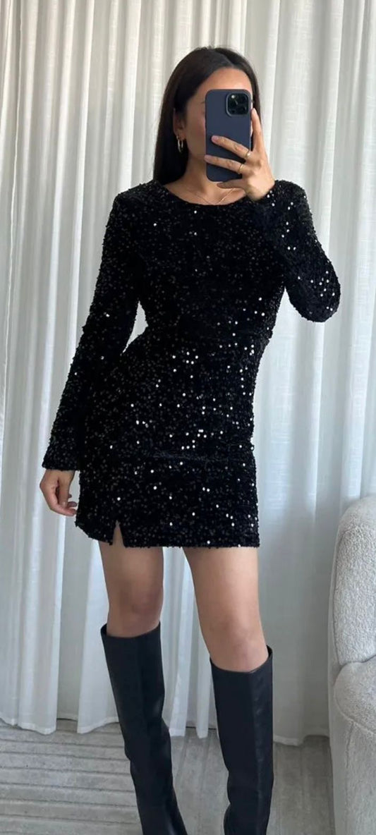 Glitter jurk met blote rug