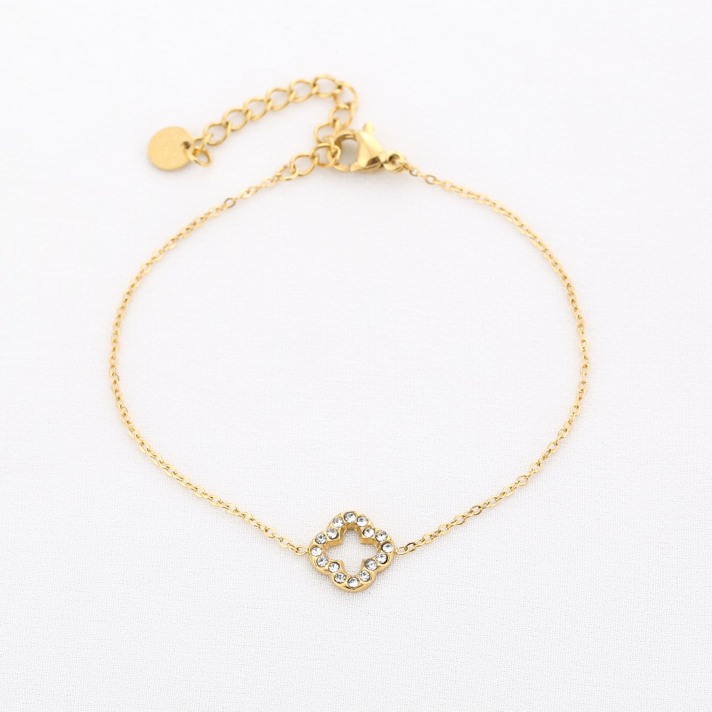 bloem armband goudkleurig
