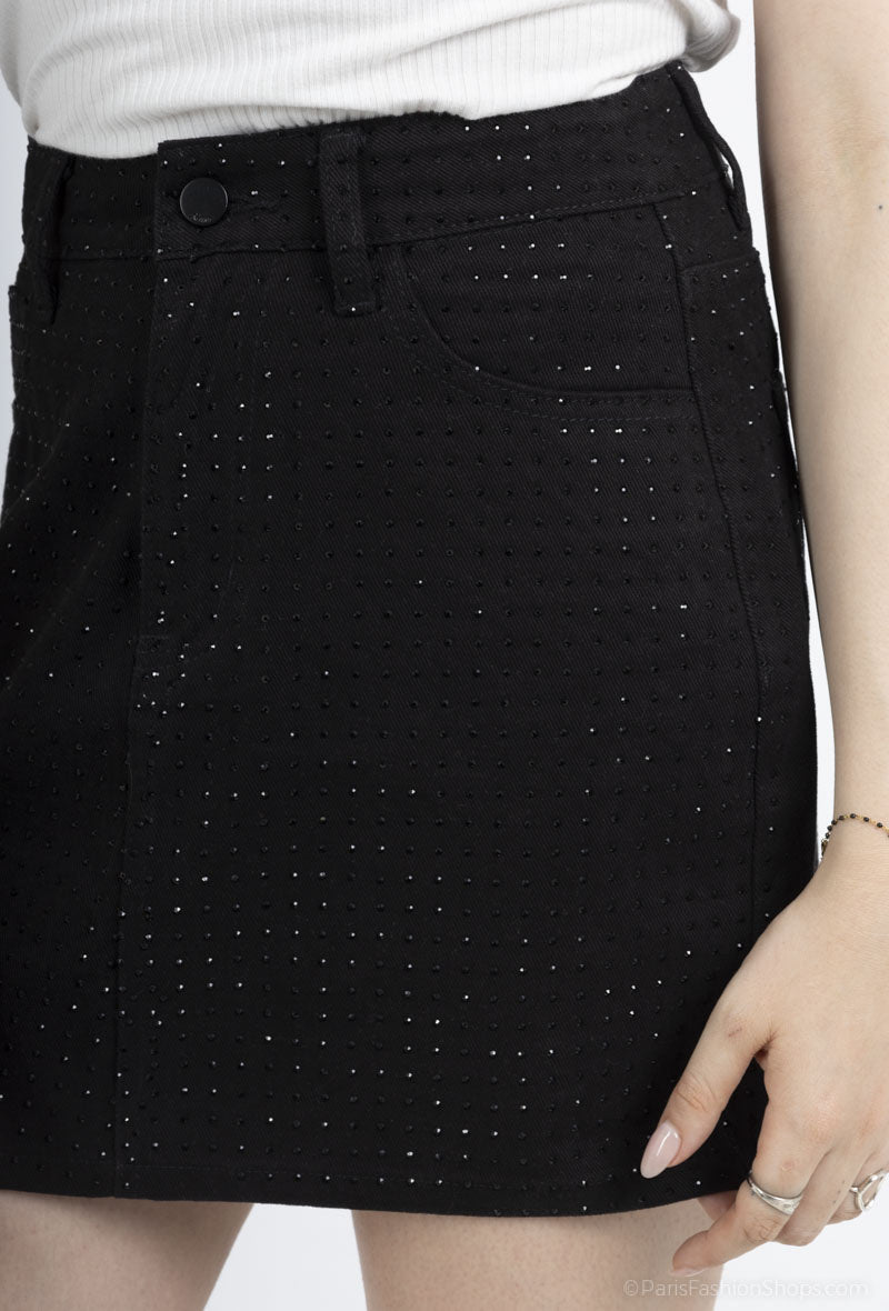 strass mini skirt