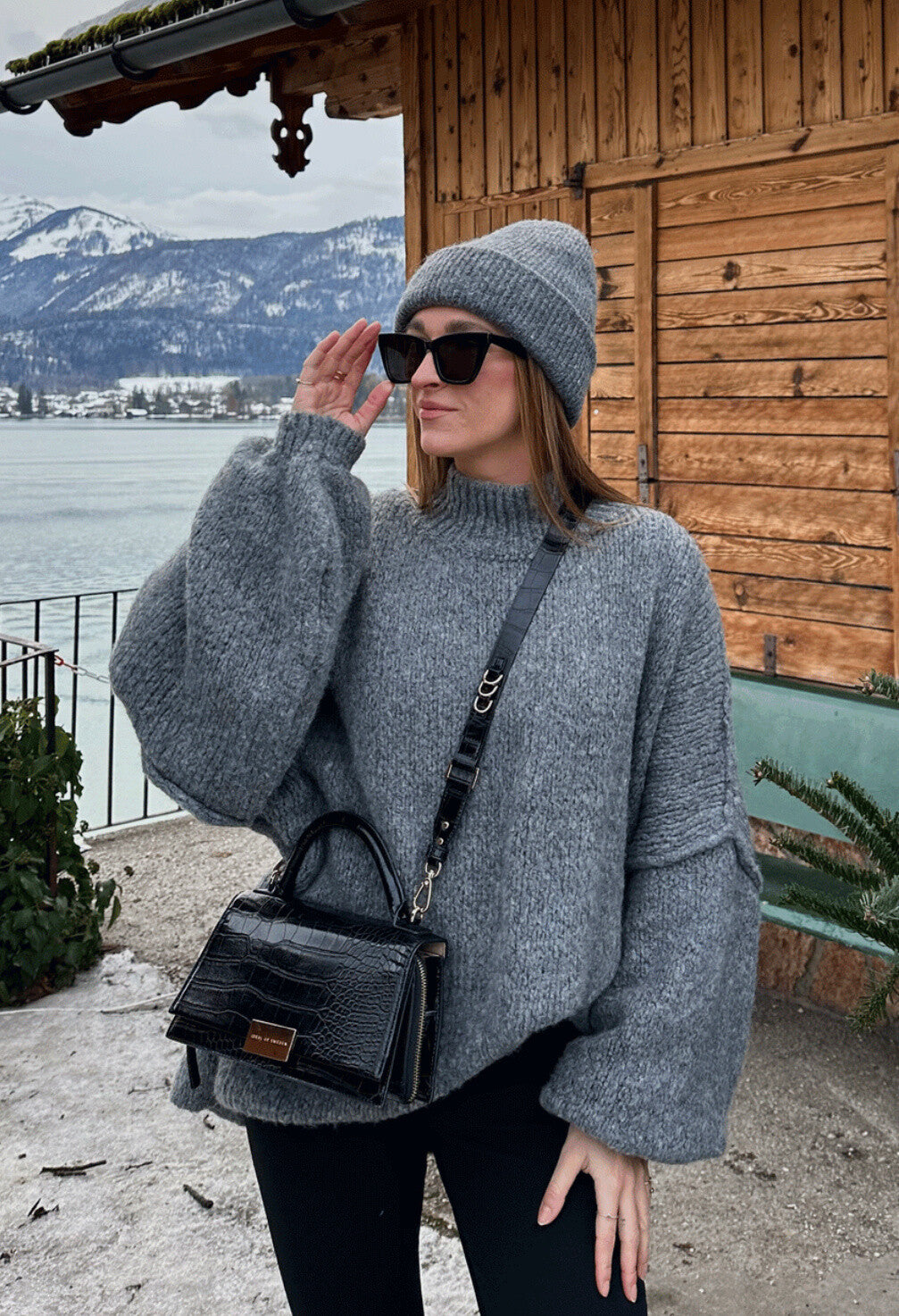 cozy oversized trui met ballon mouw van mohair en wol one size