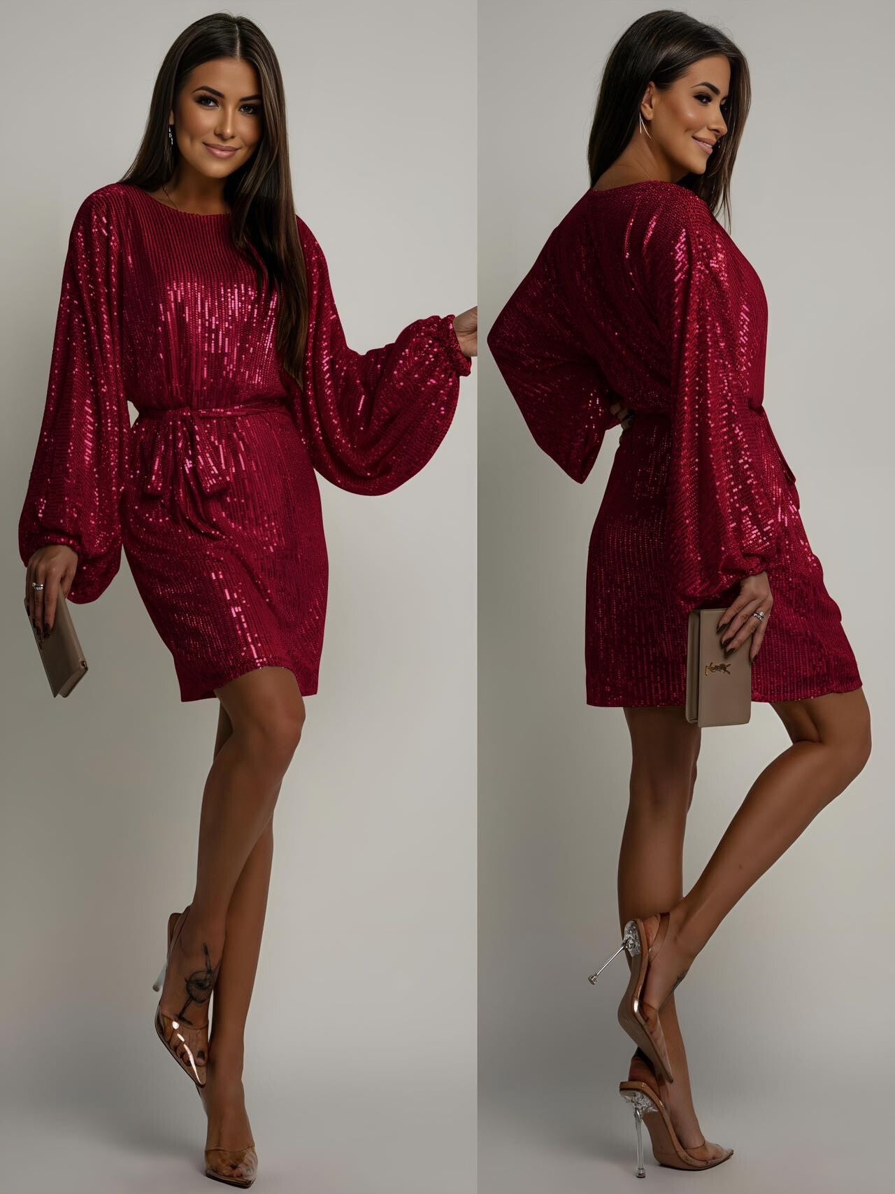 glitter jurkjes met riem one size